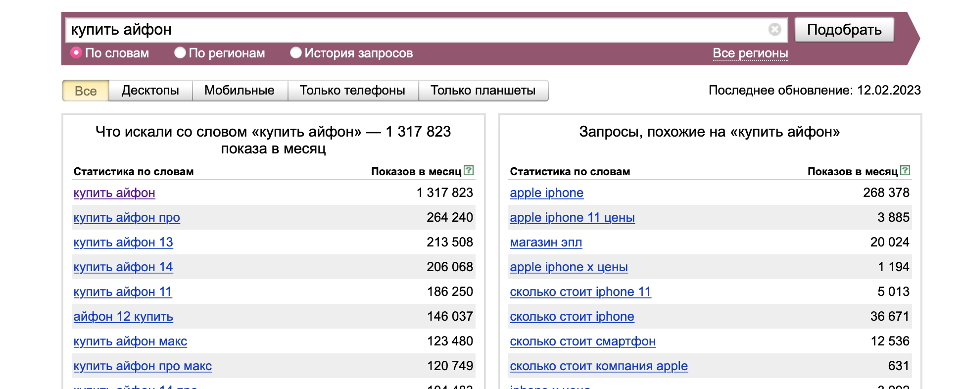 Сбор семантики