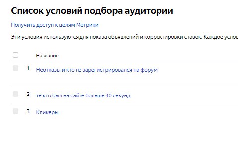 точная настройка аудиторий в Директ
